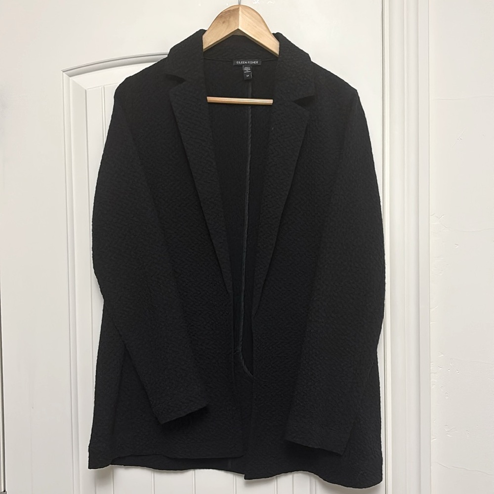 Eileen Fisher Black Blazer Textured Fabric